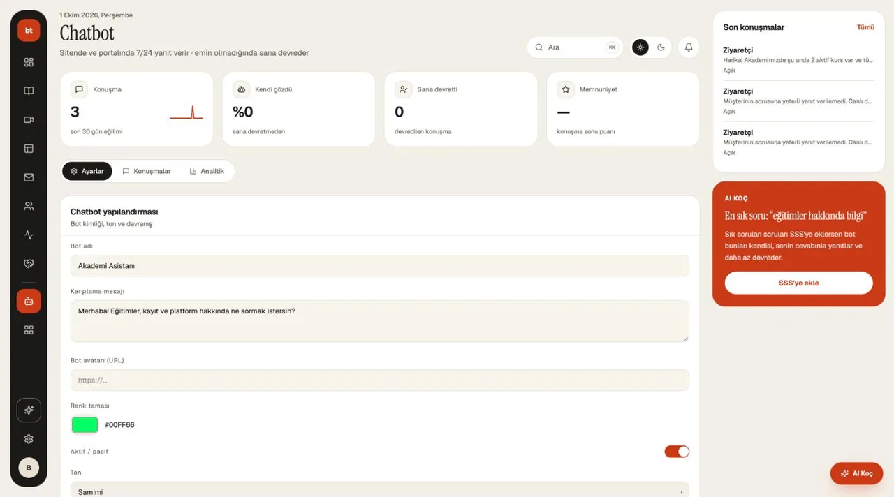 Chatbot › Ayarlar ekranı