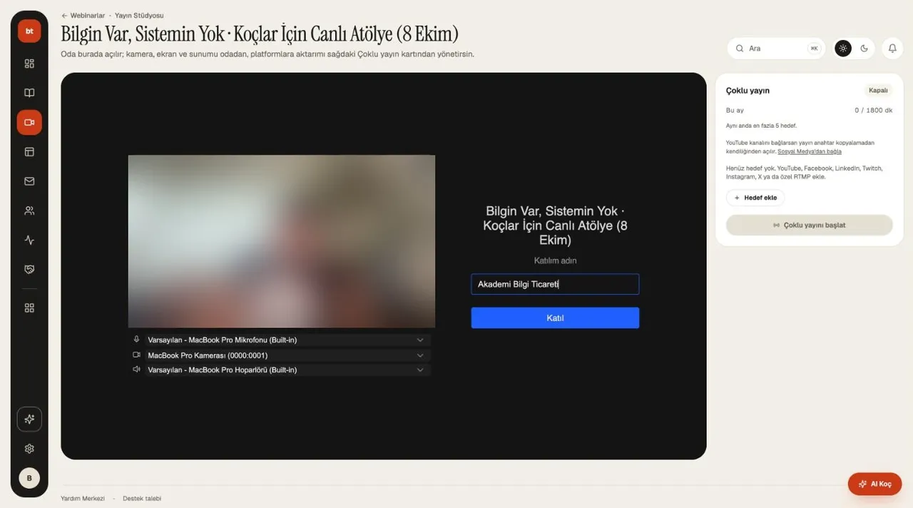Webinar › Streaming Studio › Multistreaming screen