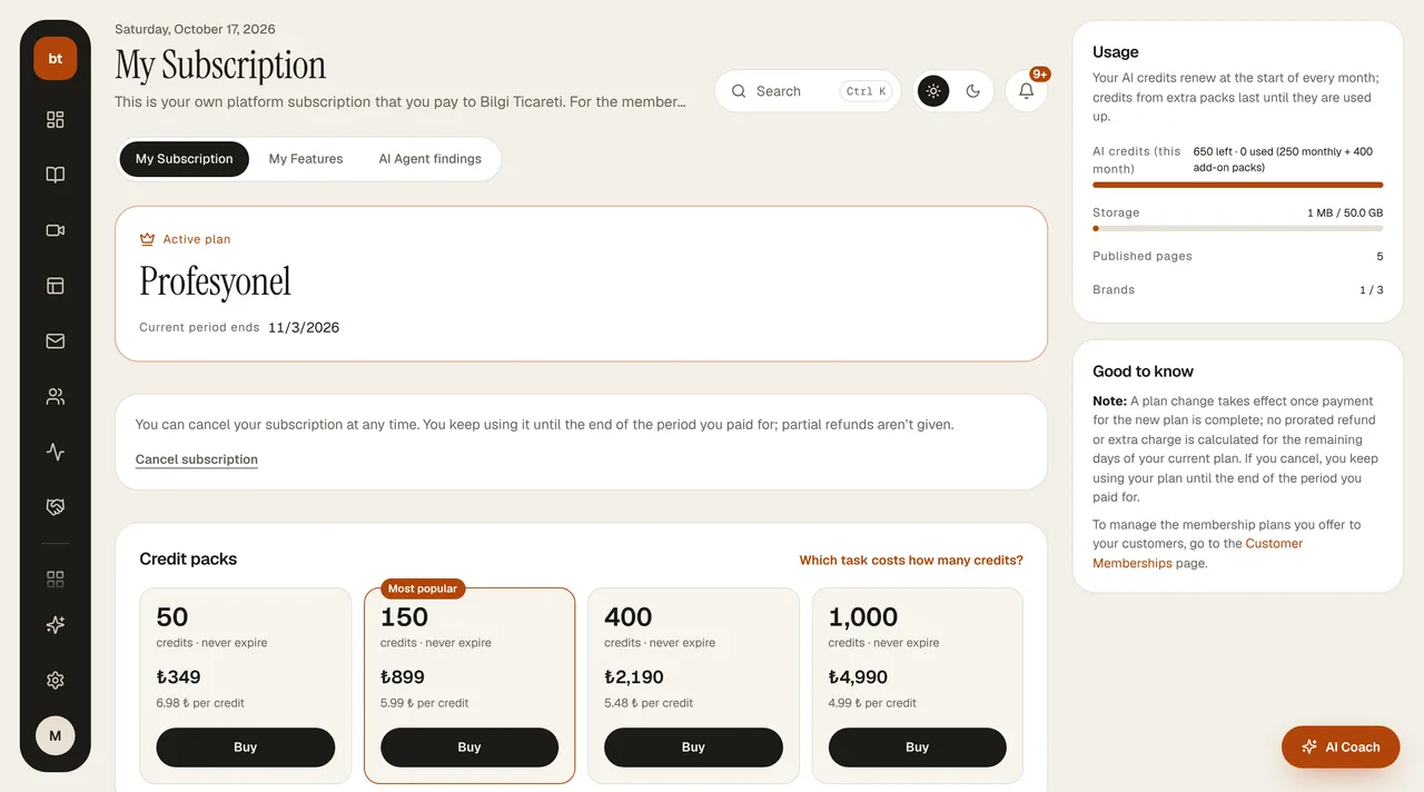 My Subscription › Cancel subscription screen
