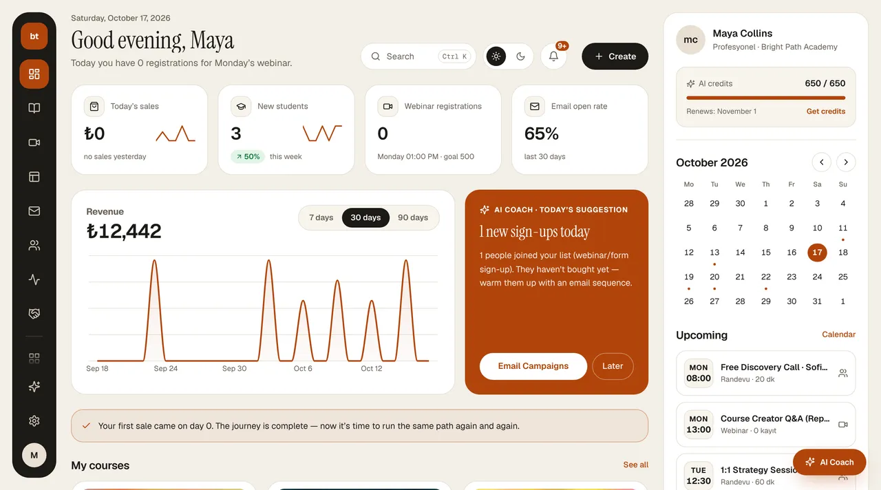 Overview › Journey to your first sale screen